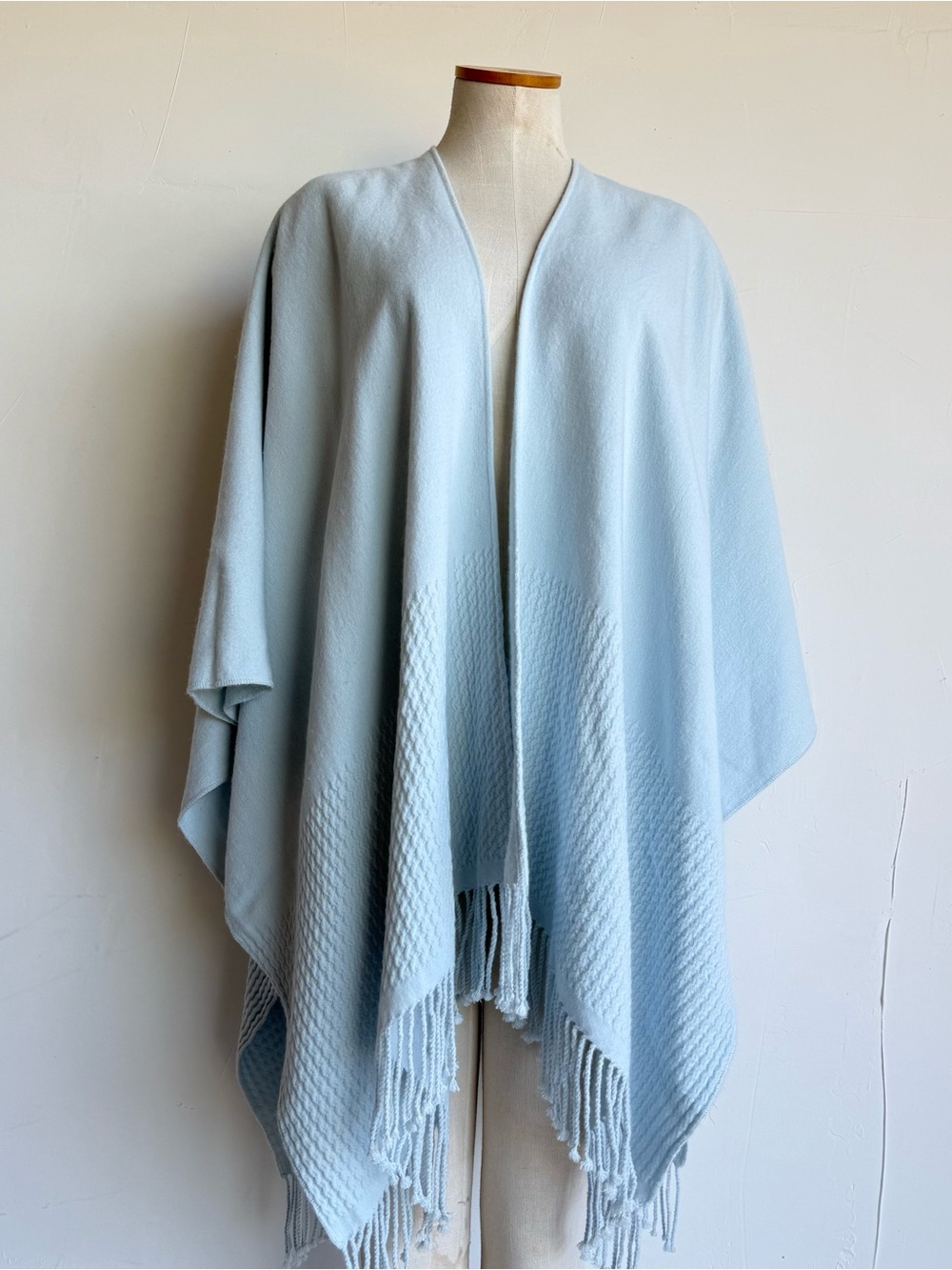 Mer sea Poncho scarves Light Blue fringe tight knit Always by The sea